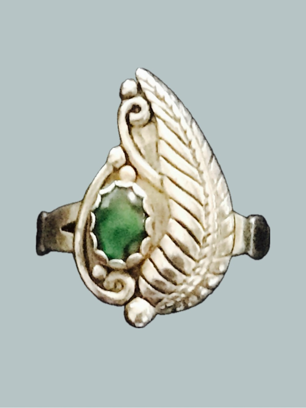 VTG Navajo Sterling Silver Paua Abalone Shell Feather Rings WMCO HC